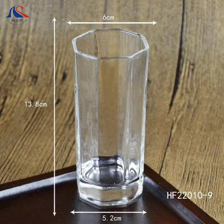 Factory Wholesale DIY Cold Drinks Octagonal Glass Cup Transparent Plain 9OZ Highball Drinking Glassware Juice Beverage Tumbler