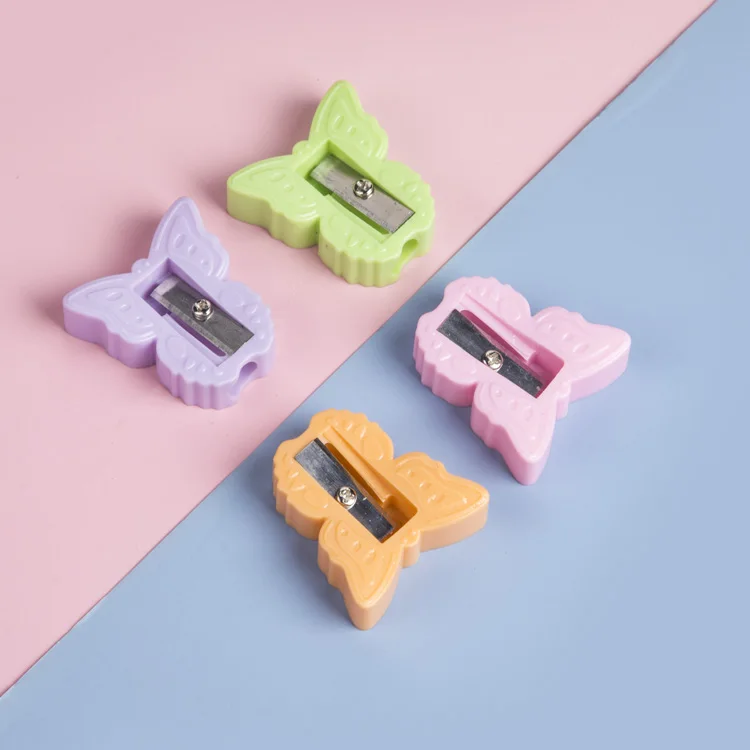 back to school cheap one hole butterfly design promotional plastic mechanical  pencil sharpener