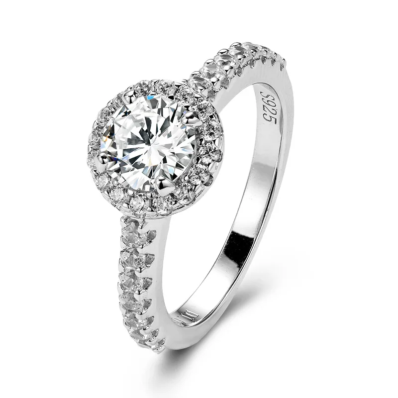 Holycome round cut 1ct vvs diamond women moissanite rings 925 sterling silver