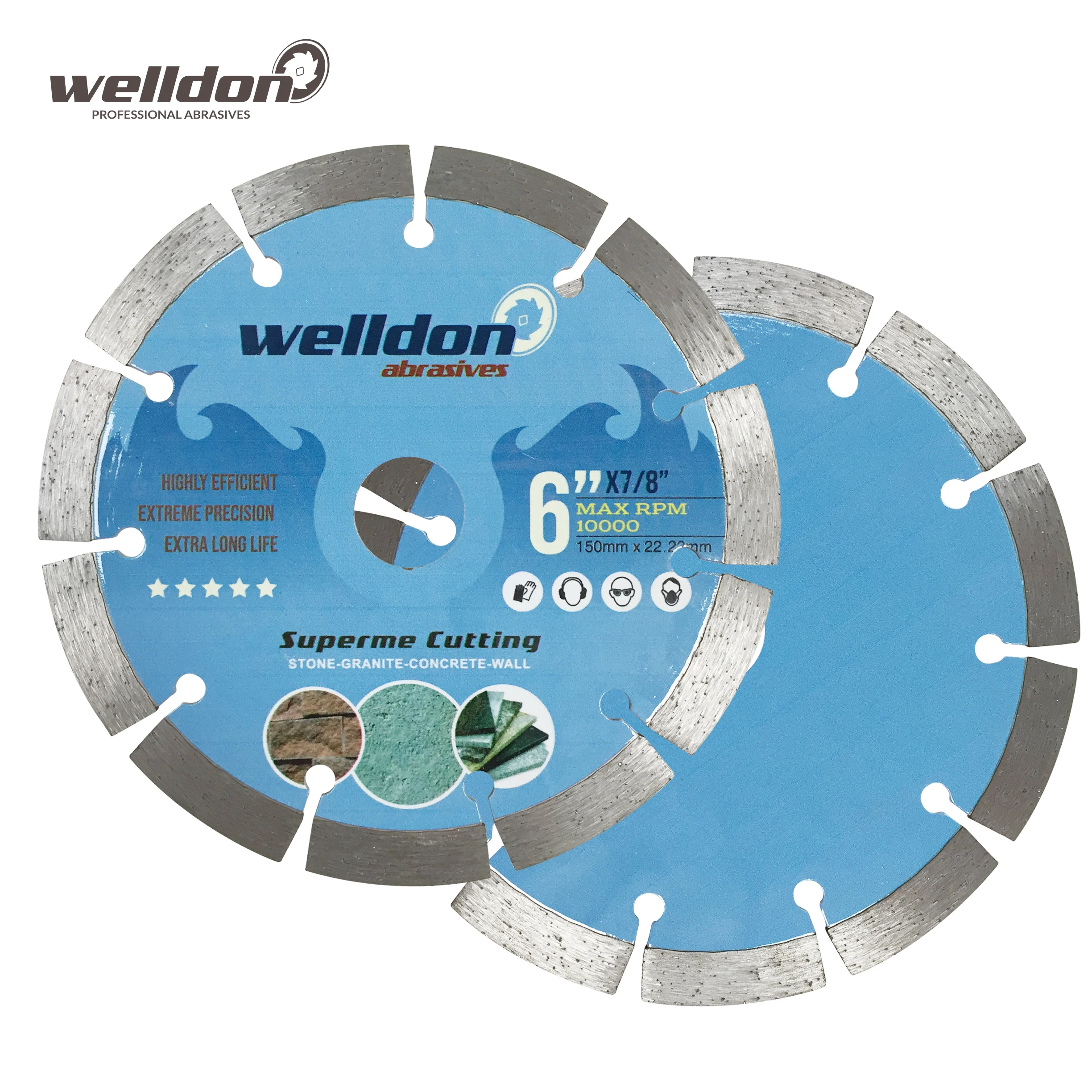 Welldon 6inch Multi Blade Stone Cutter Blade Diamond Saw Blade Sharpening For Hard Stone