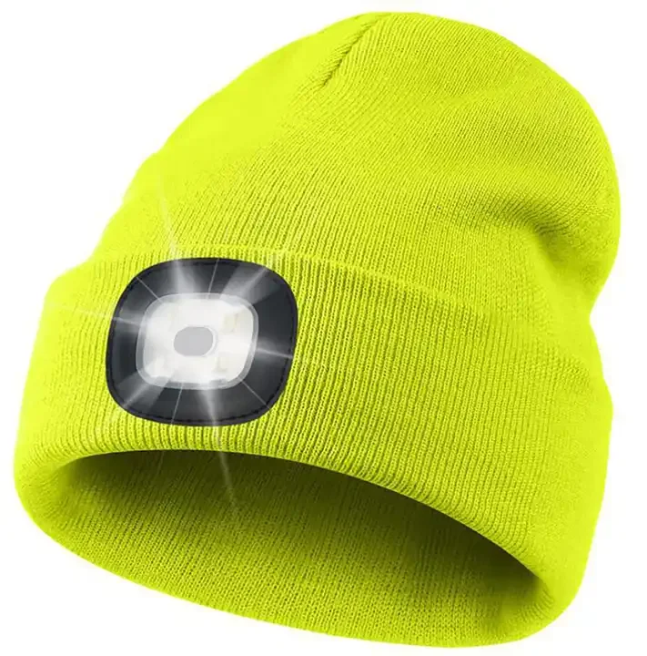 Outdoor Winter Hat LED Light Hat Warm Knitted Beanie With Light