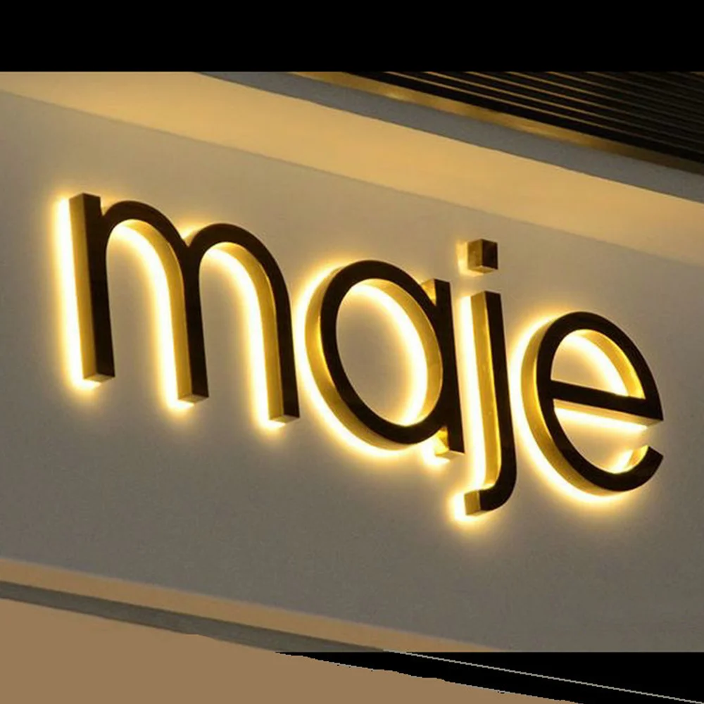 IKESIGN Vintage Metal Backlit Signage Letters LED 3D Illuminated Channel letters signs for Advertising Customized