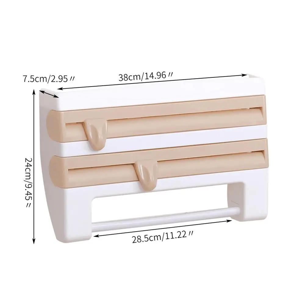 Tin Foil Paper Cutter Kitchen Storage Rack Refrigerator Cling Film Plastic Wrap Cutting Paper Towel Hang Holder Shelf Organizer