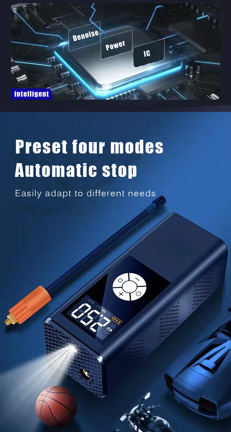 Лидер продаж, перезаряжаемый воздушный насос 12 В 150 фунтов на квадратный дюйм, насос для шин, портативный цифровой автомобильный насос для шин для автомобиля