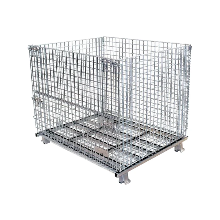 Wire Mesh Container Pallet Box Forklift Cages Cargo Crate Material Handling Metal Storage Cage