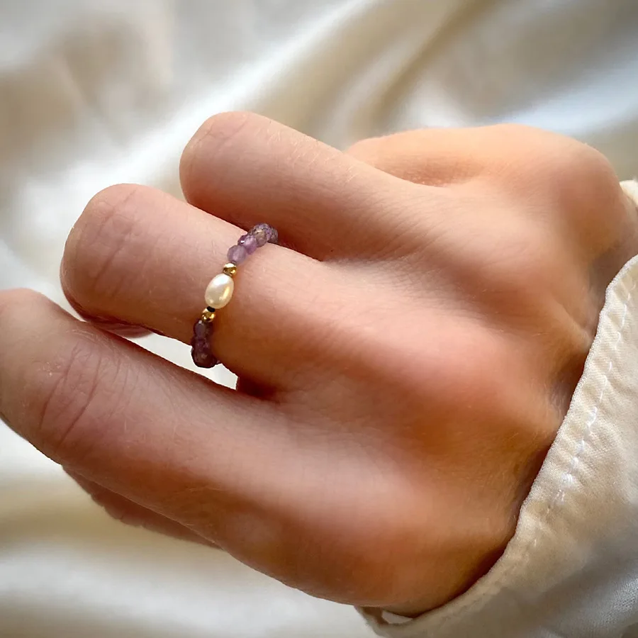 Pearl Ring Jewelry Natural Freshwater Pearl Crystal Waterproof Stainless Steel Beads Women Trend Ring Customized ring