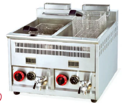 Thermostatic double can deep fryer