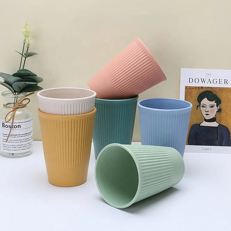 Eco-friendly 4 PCS Wheat Straw Cup Unbreakable Reusable Drinking Cup With Logo