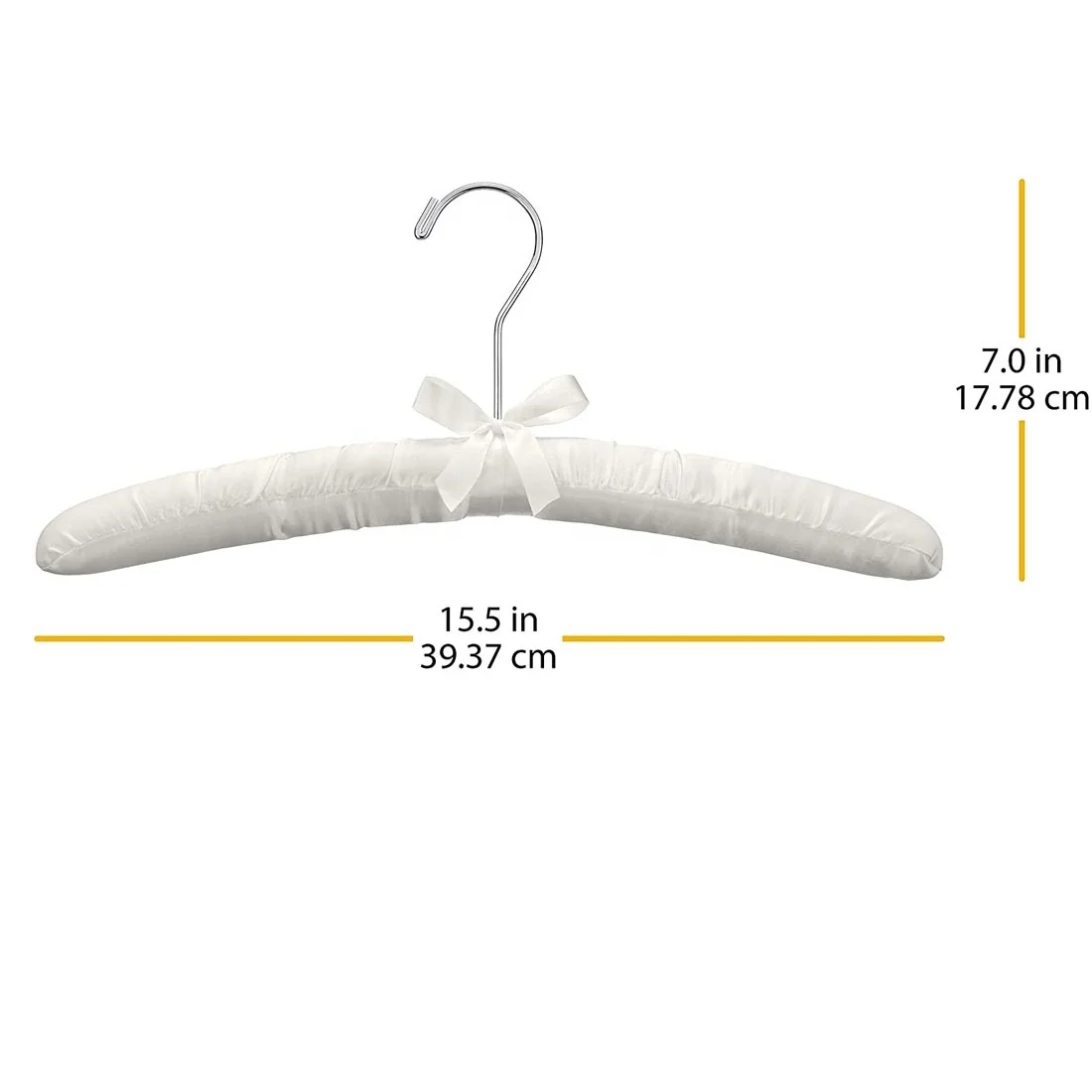 Wedding Gown Bridesmaid Cover Fabric Satin Padded Wood Hanger With Rotating