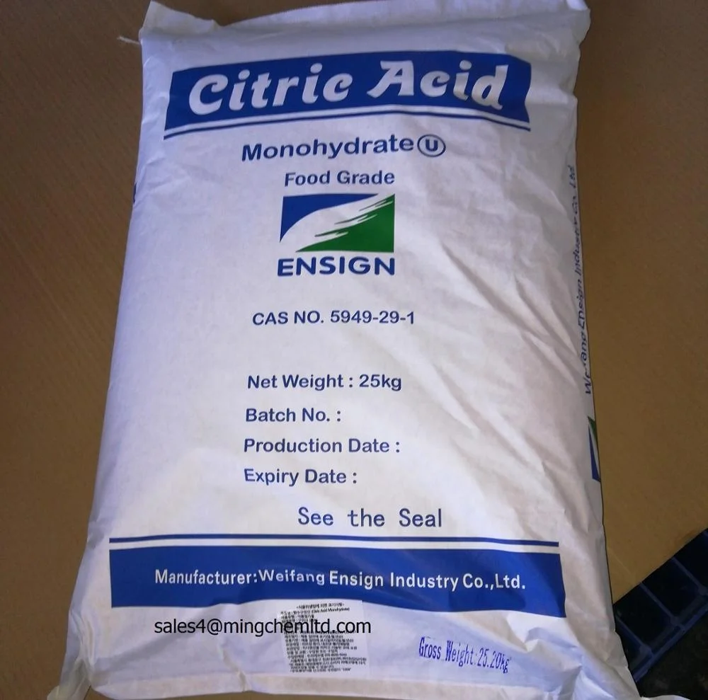 
Food Grade Acidulants BP98 USP24 E330 8mesh to 80mesh fine crystal powder Citric Acid Monohydrate 