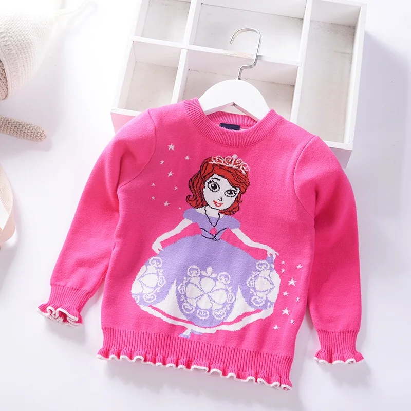 
new design princess knitted winter children woven long sleeve girl kid sweater 