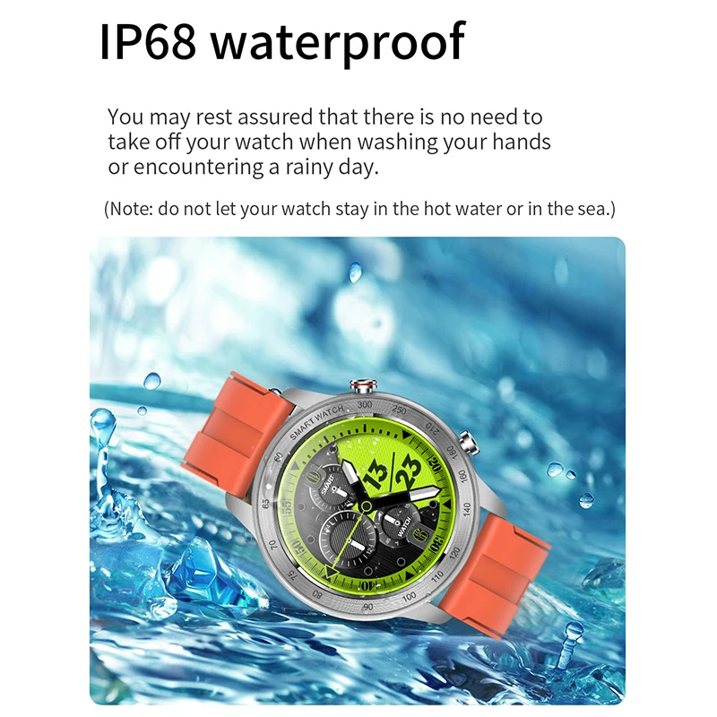 Smart Watch 1.28 Inch Round Screen IP68 Waterproof Health Monitor Smart Watch With Music Player