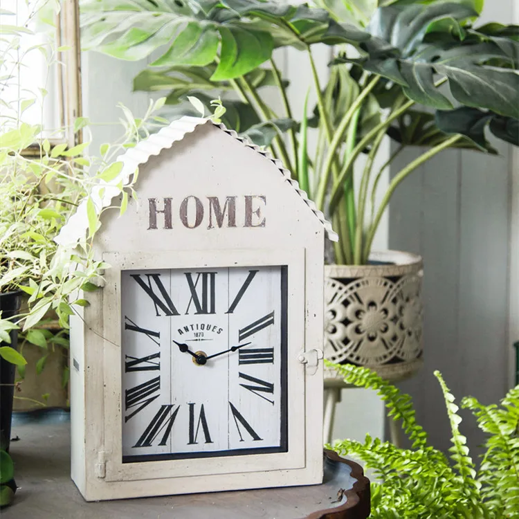 Wholesale Home Decor Small house Vintage Bedside Retro Rustic Luxury Desk  Table clock