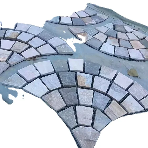 Custom Shape Fan Shape Garden Mesh Cobble Paving Stone