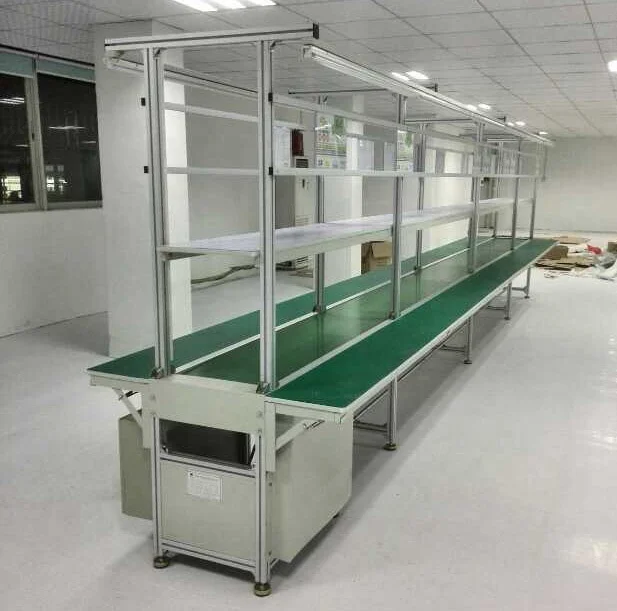 Customized Mash LED Lights Parts Electronics Products TV Working Table PU PVC SS Mesh Belt Conveyor Assembly Production Line
