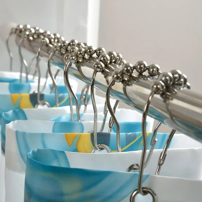 Sliding Curtain Hook Curtain Rod Rings Curtain Rings Hooks Clips Rust-Resistant Metal Glide Shower Hooks Rings for Bathroom