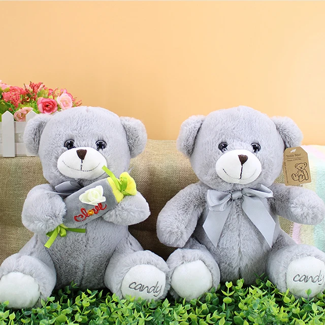 new design cheap price soft cute gift custom logo plush stuffed gray bear toy
