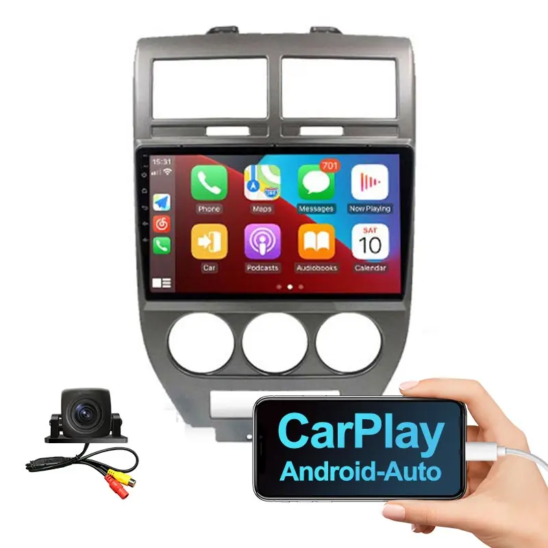 Car Radio Android 10.0 QLED Screen For Jeep Compass 2007-2009 Auto Stereo Multimedia Player Navigation GPS Carplay Navi NO 2din