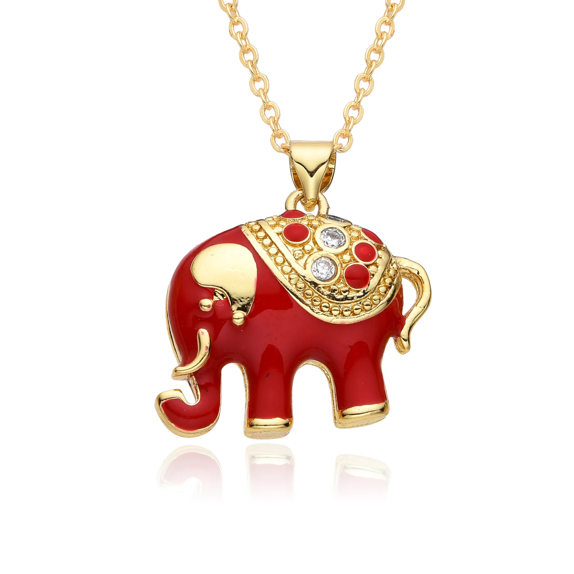 Fashion jewelry necklace luxury animal necklace elephant pendant 18k gold plated zircon necklace for women