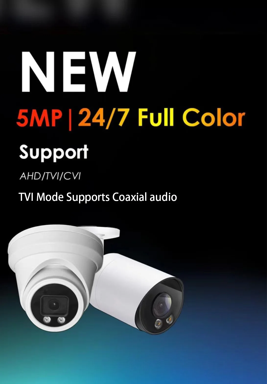 5MP TVI colorvu башни 4 в 1 камеры видеонаблюдения возможностью погружения на глубину до 30 м Warmlight диапазон 2 8 мм звёздные воспроизведения звука через коаксиальный HIK ТВТ DVR