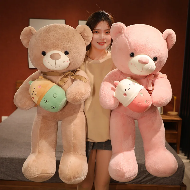 Giant Hugging Milk Tea Bubble Cup Stuffed Boba Teddy Bear Plush Toy Sleeping Doll