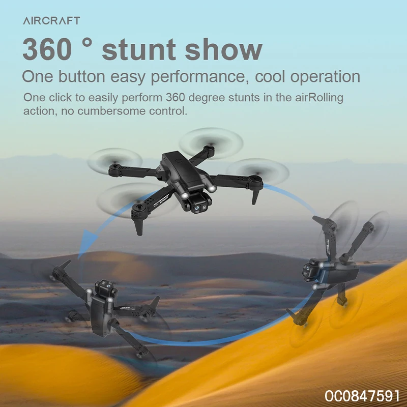 2.4 ghz 360 degree stunt dual camera fold drone kit with remote control