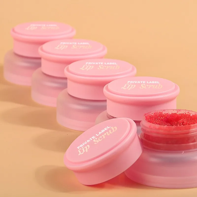 MLM Custom makeup Lip Scrub  Hydrating Strawberry Flavor Lip Scrub Vitamins Brightening Clean Dead Skin Vegan sugar lip scrub
