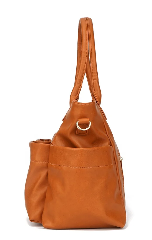 vegan leather diaper tote large capacity diaper bags for mom anti-tear baby bags with changing pad low MOQ nappy bags for baby