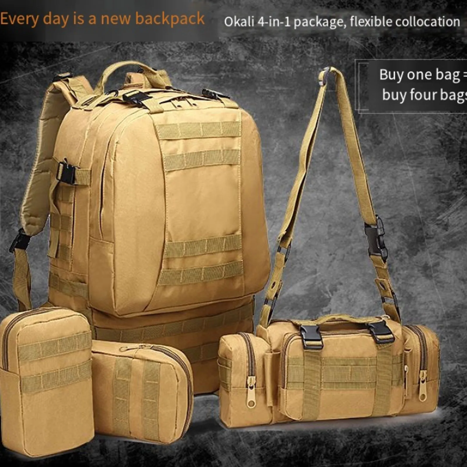 Large Capacity Waterproof Storage Combination Backpack Camouflage Travel Sports Outdoor Mountaineering Molle Tactical Backpack