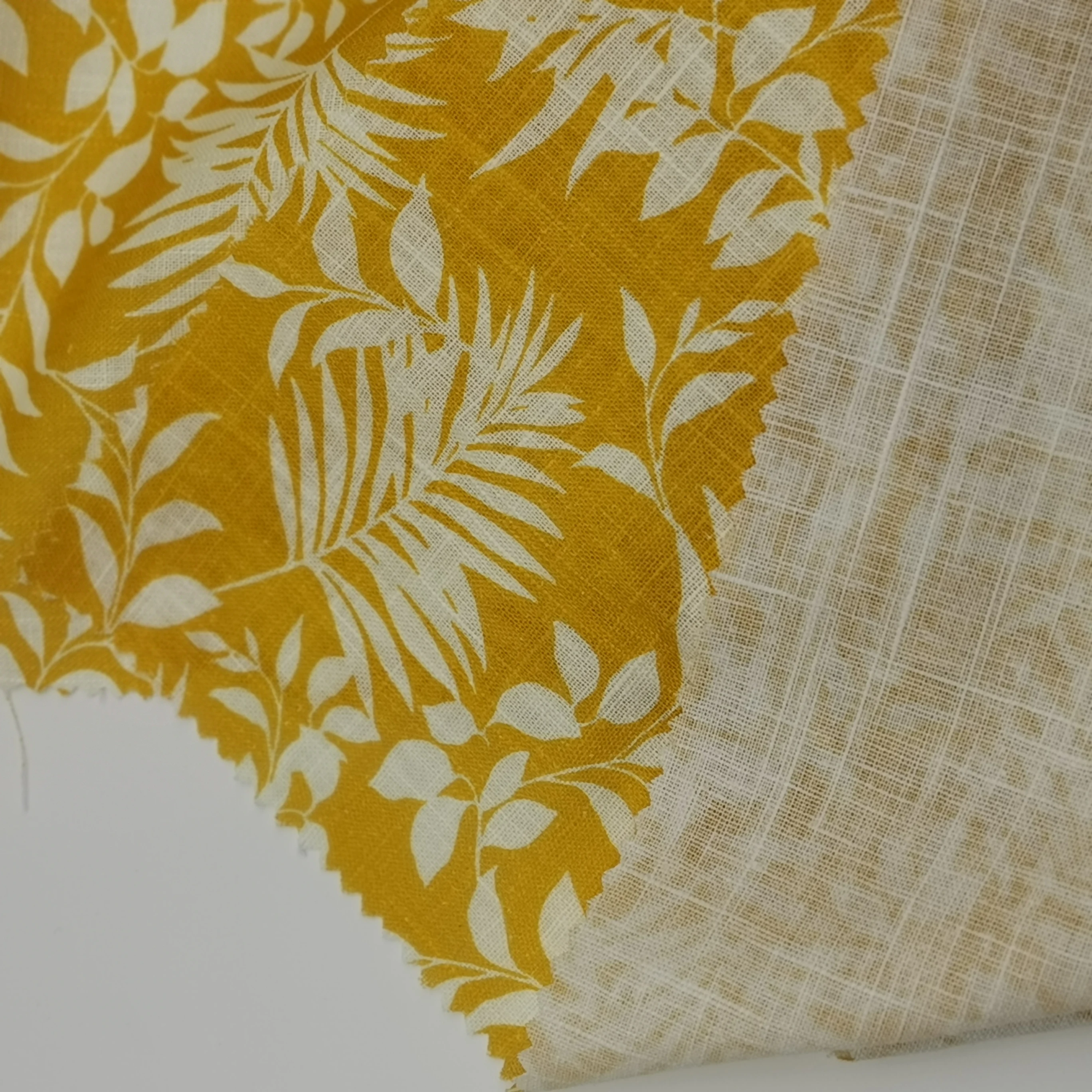 
high quality Customized Latest design flower pattern 100% linen print fabric for dress 