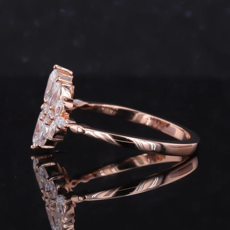 New 0.8ct marquise cut princess cut Lab-Grown Diamond Rings prong setting 10k 14k 18k Gold D VVS vs Synthetic HPHT diamond ring