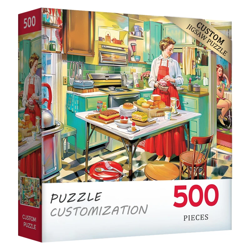 Free Sample Custom Design Paper Toy Adult Puzzle Games 100 500 1000 2000 Pieces Jigsaw For Kids