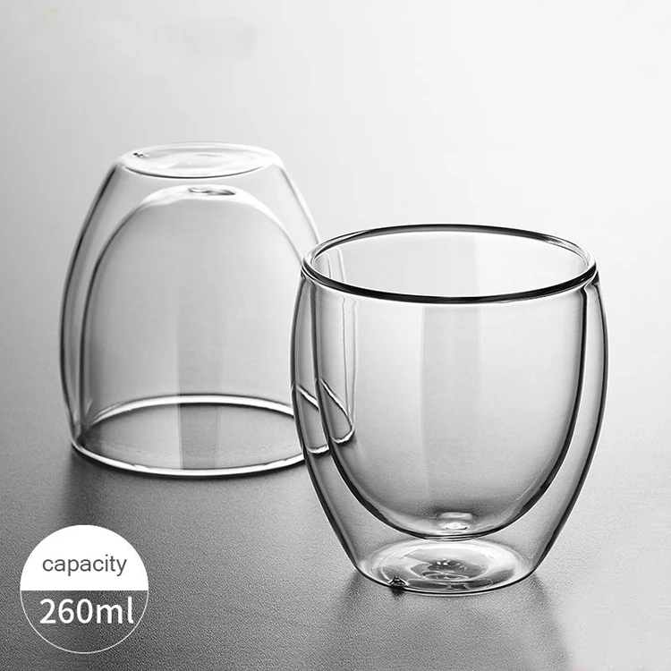260ml Borosilicate Double Wall thermos Glass Cups Coffee Mug Drinking Glasses Tableware Drinkware