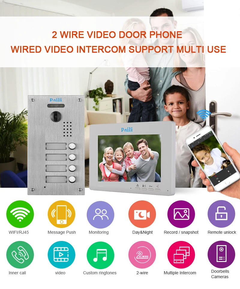 Multi-apartment tuya villa doorphone intercom with wifi video interphone security intercom system