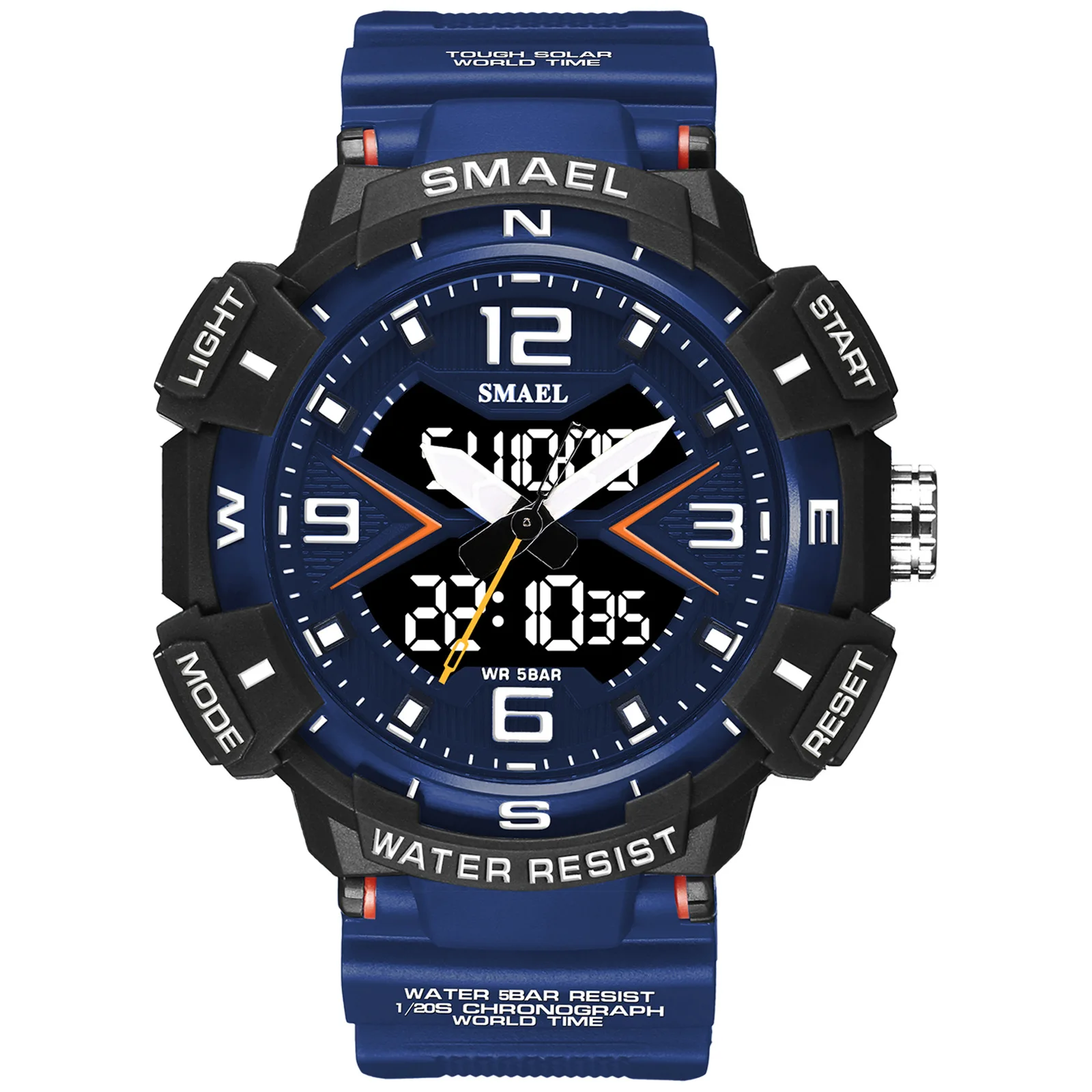 Smael 8045 Shockproof Electronic Watch Plastic Handle Multifunctional Analog Digital Sport Dual Display Electronic Quartz Watch