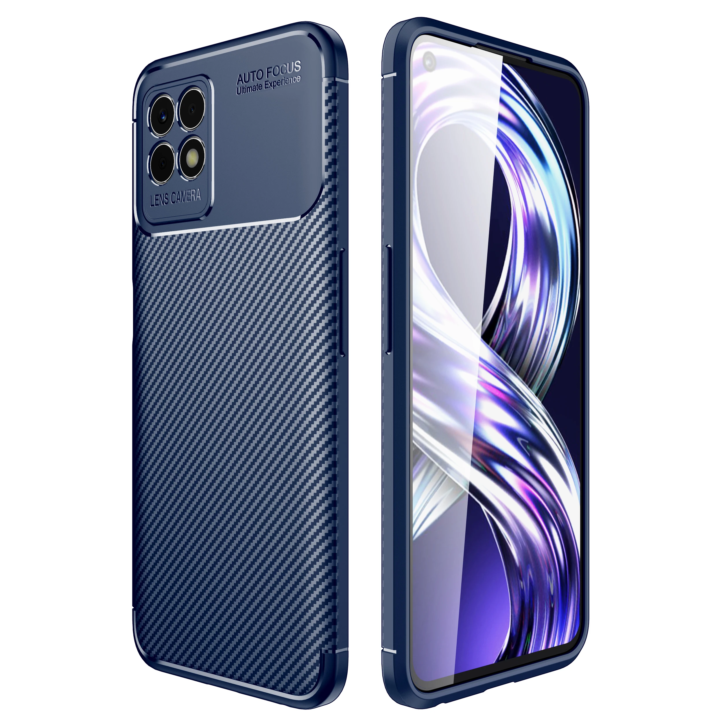 Силиконовый чехол с автофокусом для мобильного телефона Realme 8i из углеродного волокна