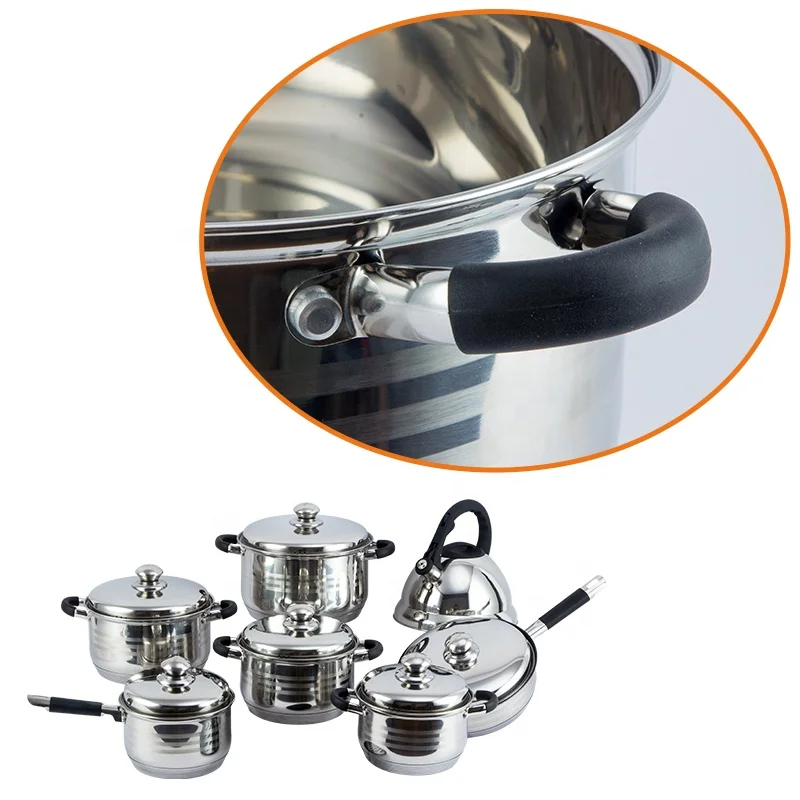 Premium quality colorful stainless steel cookware set z-line swiss with silicone handle