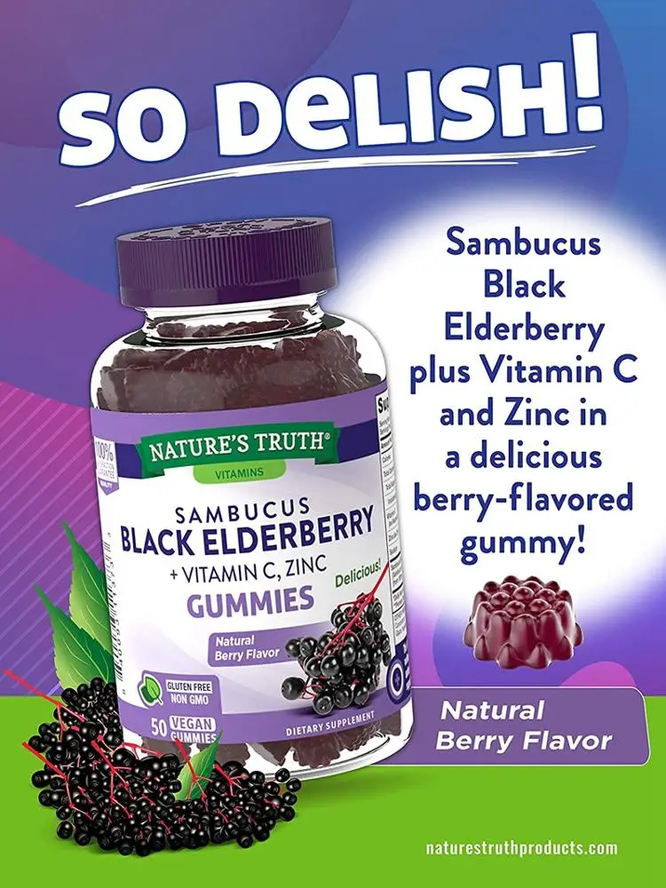 Immune Boost Multivitamin Natural Fruit Flavor Elderberry Gummies Bear