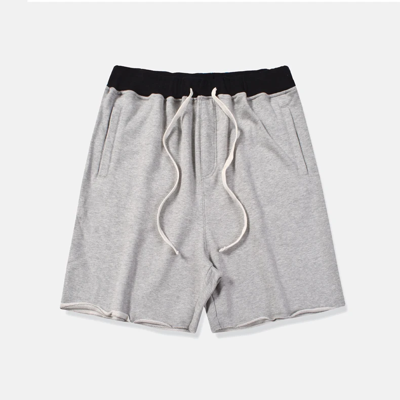 Wholesale French Terry  Mens Blank Jogger Sweat Shorts In Black
