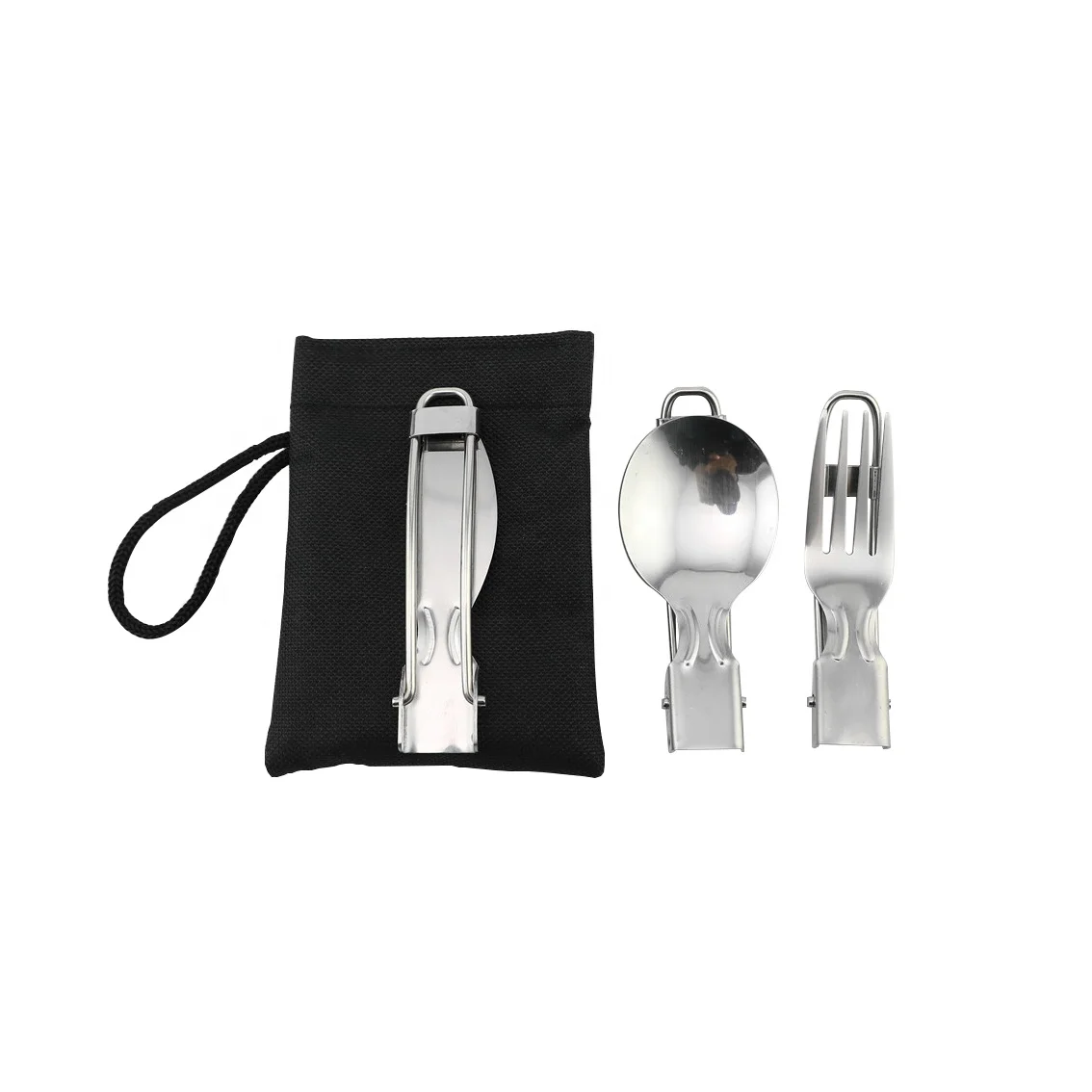 Stainless steel 304 camping portable spoon fork knife tableware set foldable cutlery outdoor travel flatware set