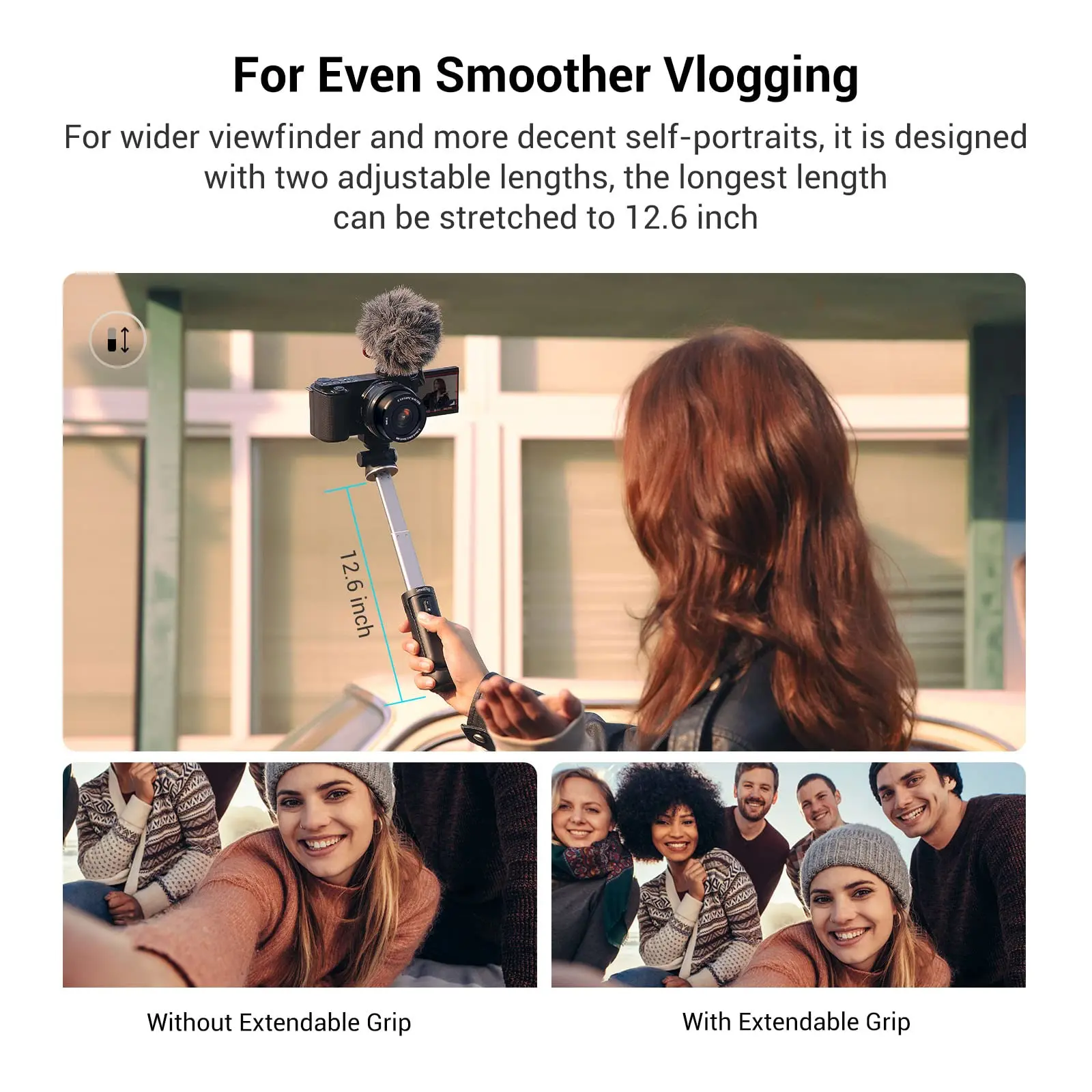 SmallRig Extendable Remote Wireless Camera Shooting Grip Vlogging Tripod Selfie Stick for Sony Canon Photo/Video/Zoom YouTube
