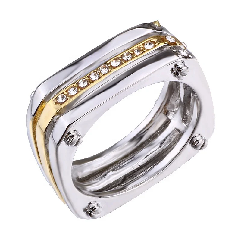 2024 Factory wholesale elegant men wedding zirconia platinum plated ring  men jewelry