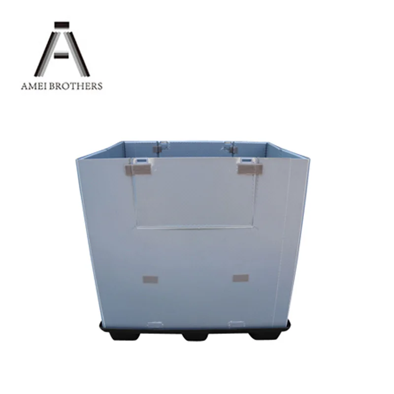 
Transport packaging stackable collapsible heavy duty PP material large foldable plastic pallet box container 