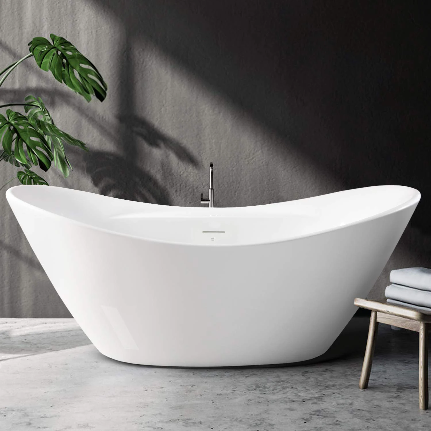 Modern Acrylic Solid Surface Stone Bathtub Free Stand Bathroom Small Bath Tub
