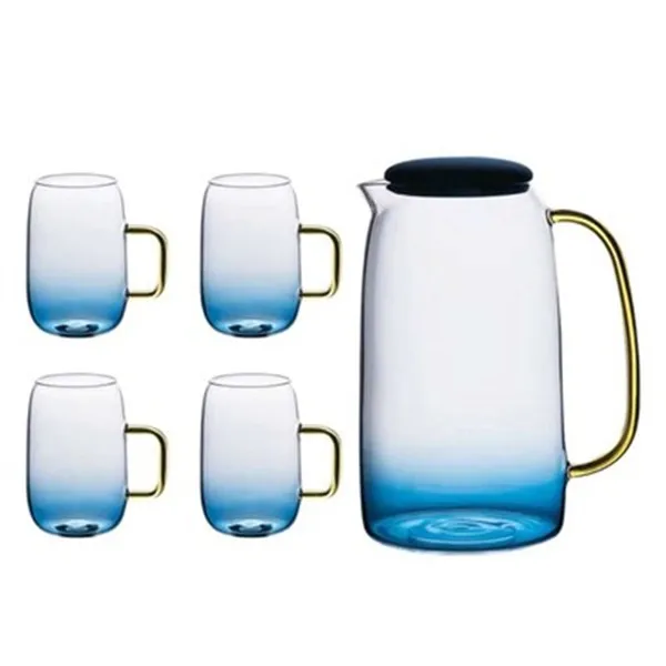 Colour Popular Glass water tea jug pot and Water Cup Set Glass pitcher carafe