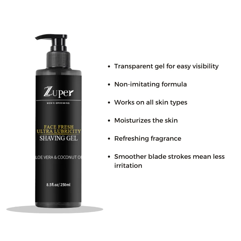Non-irritating straight razor barber shaving gel with refreshing smell no hot towel necessary for men
