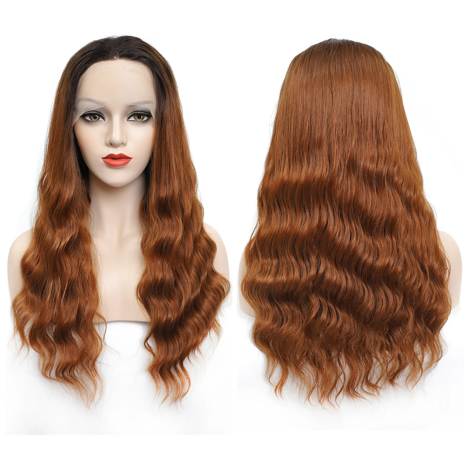 Wholesale Cheap Colored Smooth and Soft Synthetic Heat Resistant Fiber Natural Loose Deep Wave Hd Lace Front Synthetic Hair Wigs