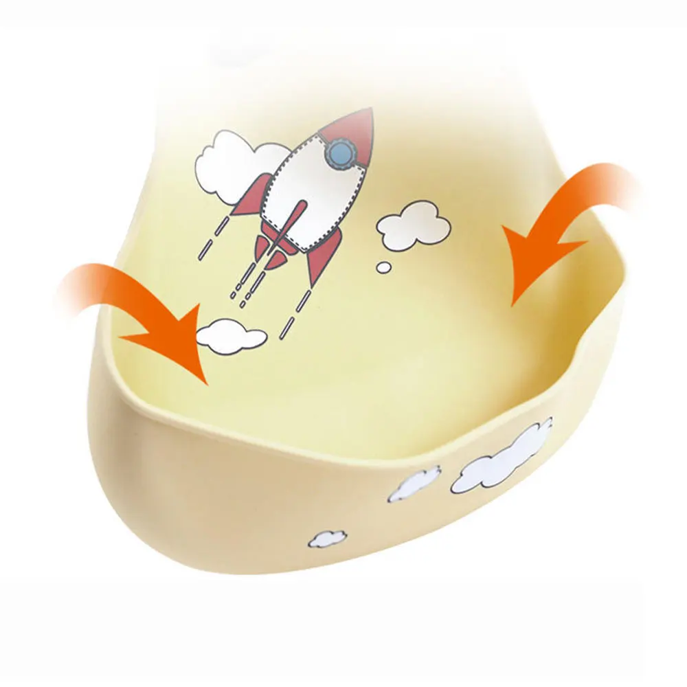 Hot Sale Custom Baby Food Silicone Divided Plate and Bibs Silicon Baby Bib Food Catcher Silicone Feeding Bibs