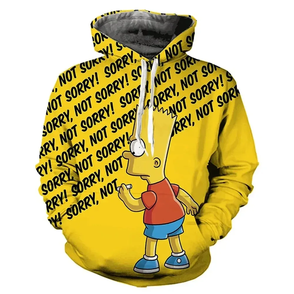 Bulk Sale Custom Cartoon 3D Digital Anime Simpson 100% Polyester Unisex Men Sublimation All Over Print Pullover Hoodies