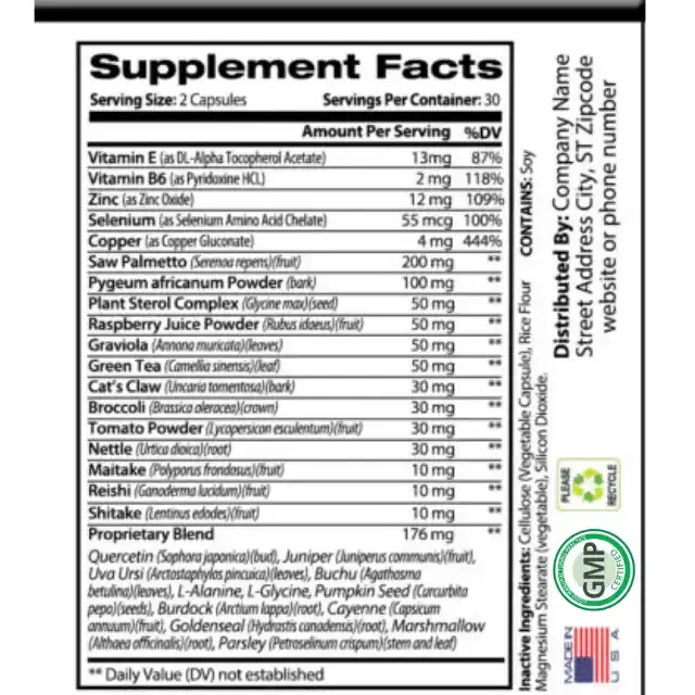 Prostate Formula by Vox Nutrition All Natural Herbal Formula Helps Enlarged Prostates Helps Normal Urination Proprietary Blend